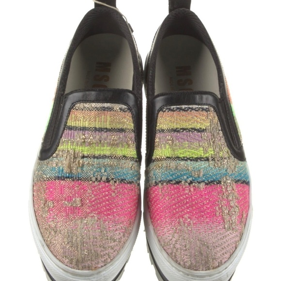 MSGM Multicolor Tweed Platform Slip-on Sneakers - Picture 1 of 14